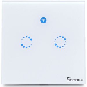 Sonoff Outlet T1 Uk Wifi Smart Muur Touch Light Switch Plug 86 Type Gehard Touch Glas Panel 1/2/3 bende Smart Home Schakelaar