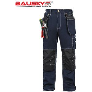 Bauskydd Mens Man Duurzaam workwear multi-pocket broek met kniebeschermers voor werk outdoor 100% katoen werk broek