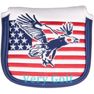 Synthetisch Leer Met Usa Vlag Adelaar Borduurwerk Golf Club Head Covers Golf Mallet Putter Headcover