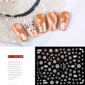 Vrolijke Kerst Nail Art Decals Decoratie Zelfklevende Nail Art Stickers Manicure Witte Sneeuw Sticker Voor Nail