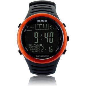 SUNROAD mannen Sport Digitale Horloge FR720A Wandelen Barometer Hoogtemeter Thermometer Weersverwachting Waterdichte Horloges (Oranje)