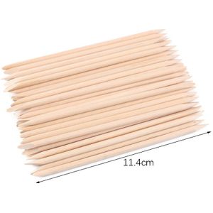 500 Stks/pak Houten Cuticle Pusher Remover Oranje Stok Sticker Picker Dual End Hout Manicure Dode Huid Verwijderen Nail Care Tools