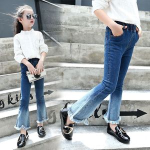 Kids Meisjes Flare Jeans Broek Tieners Meisjes Elastische Taille Denim Broek Kinderen Zachte Katoen Kwastje Casual Leggings Q392