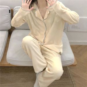 Qweek Fluwelen Pyjama Vrouw Winter Broek Suits Warme Nachtkleding Pyjama Giet Femme Homewear Pijamas Feminino Lange Mouwen Nachtjapon