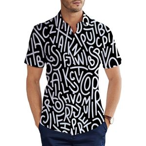 Wit Geometrische Letters Zwarte Mannen Casual 3D Korte Mouw