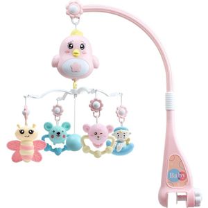 Baby Crib Mobile Multifunctionele Muziek Wieg Rammelaar Muziekdoos Nachtlampje Draaien Pasgeboren Slapen Bed Rammelaar Speelgoed Roze