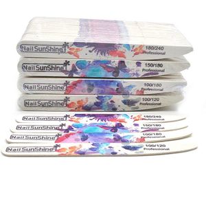 100 Stks/partij Kleurrijke Houten Nagelvijlen Wasbare Polijsten Nail Art File Buffer Schuren 100/120/180/240 Limas Pedicure gereedschap Kits