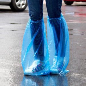 25 Paar Wegwerp Schoen Covers Blauw Gewone Dikke Hoge-Top Schoenen Waterdicht Antislip Schone Plastic Schoen covers