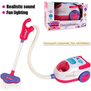 Elektrische Stofzuiger Voor Kids Fun Realistische Speelgoed Met Licht Geluid Draagbare Spelen Huishoudapparatuur Xmas