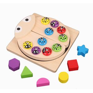 Baby Houten Speelgoed Lieveheersbeestje Spel Vissen Speelgoed Multicolour Vorm Blok Leren Educatief Tafel Vis Spel Voor Kinderen