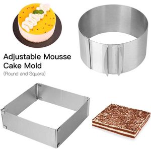 2 Stks/pak Verstelbare Cakevorm Ring 6-12 Inch Cake Mousse Ring Rvs Pastry Bakvorm Tool Cutter cheesecake Pan