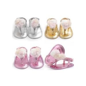 Peuter Infant Baby Meisjes Zomer Casual Schoenen Crib Flip Schandaal Zachte Tong Prewalker Kids Hairball Scandals 0-18 Maanden