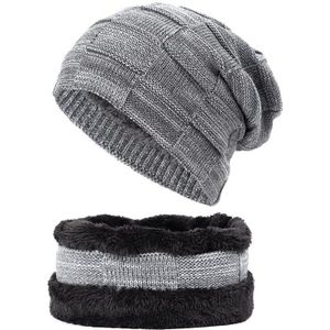 2-Stuks Winter Sjaal Set Warme Muts Beanie Hat Winter Dikke Fleece Gevoerde Schedel Cap Sjaal Voor mannen Vrouwen
