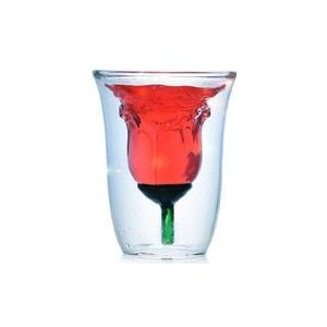 1 Stuk 180 ml Rose Dubbelwandige Glazen Cup Bloem Vormige Rose Glas Cup Drinken Mok