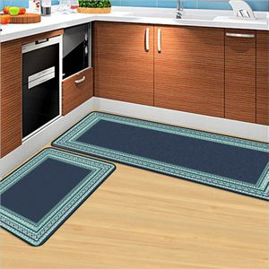 Bubble Kus Europese Stijl Donkerblauw Dikke Strip Keuken Mat Polyester Vloermat Rimpel-Slip Keuken Matten Voor Floor