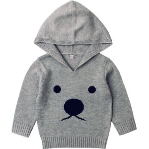 Pasgeboren Baby Baby Jongens Meisjes Cartoon Beer Gebreide Hooded Tops Trui Outfits Kids Herfst Winter Kleding Met Nieuw