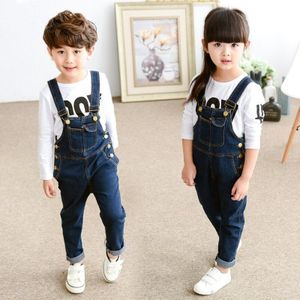 Kinderkleding Meisjes Overalls Unisex Denim Broek Effen Kleur Patchwork Jongens Denim Straight