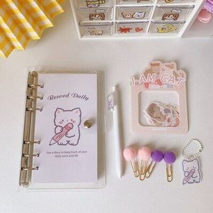 A6 100Sheets Transparant Pvc Losbladige Journal Notebook Kawaii Spiraal Bindmiddel Dagboek Notebook School Planner Agenda Boek