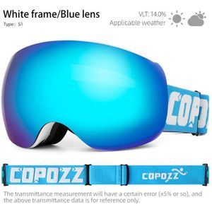 Copozz Snowboard Ski Goggles UV400 Bescherming Magneet Adsorptie Anti-Fog Lens Tpu Ski Bril Skiën Bril Grote Masker