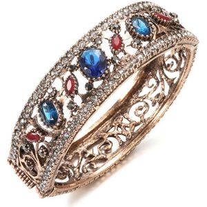 Kinel Vintage Turkse Armbanden Ronde Resin Manchet Armbanden Voor Vrouwen Antiek Goud Kleur Banquent Sieraden Dames Favoriete