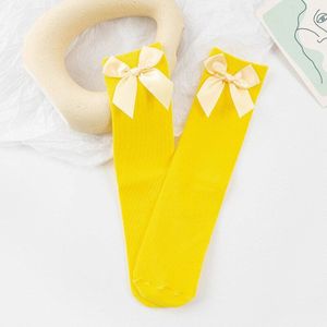 Meisjes Kniekousen Met Bogen Snoep Kleur Katoen Ademende Kousen Prinses Sokken School Marine Blauwe Sokken