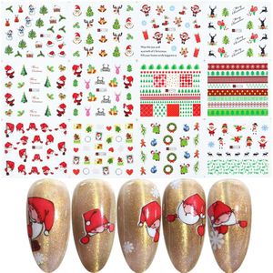 1Pcs Kerst Nail Slider Santa Elanden Sneeuwpop Herten Nieuwjaar Nail Big Size Volledige Cover Water Nail Transfer sticker Glbn/A-1