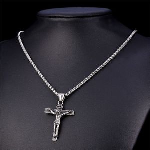 Religieuze Jesus Cross Ketting Voor Mannen Mode Goud Zilver Kleur Kruis Hangende Ketting Sieraden Voor Mannen