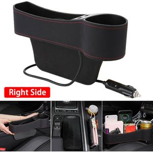 1x Rechts Auto-accessoires Seat Slit Pocket Organizer Box W/2USB Poort Voor Autostoel slit Pocket Gereedschap