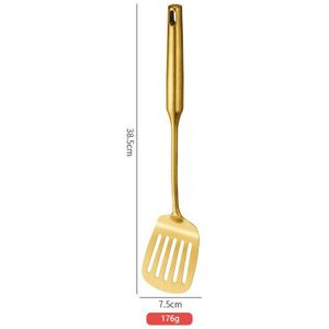 7/Pcs Golden Rvs Kookgerei Koken Tool Soep Lepel Spatel Vork Schop Met Frame Keukengerei Set