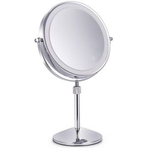 8 inch Slaapkamer of Badkamer tafel Lifting Make-Up Spiegel, 10X Vergrootglas Dubbele Spiegel met LED Light Draaien 360 graden Spiegel
