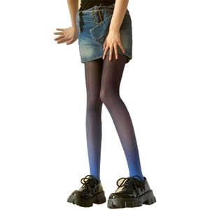 Vrouwen Gothic Toekomst Gevoel Dunne Panty Harajuku Sterrenhemel Dark Gradiënt Blauw Rekbare Panty Night Club