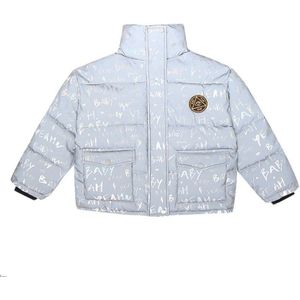 Kinderen Reflecterende Jas Korte Winter Lichtreflecterende Jas Voor Glanzend Meisje Jongen Unisex Kids Dikke Warme Bovenkleding 5-14Yrs