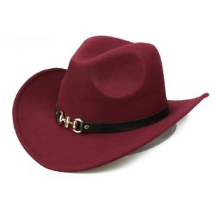 ADUGI woolen cowboy hat autumn and winter European and American jazz hat metal skull belt belt hat men and women felt hat