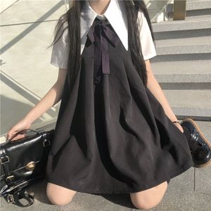Japanse Zoete College Tweedelige Korte Mouwen Overhemd Strikje + Geplooide Vest Jurk Vrouwelijke Zomer school Meisje Uniform