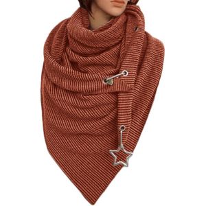 Vrouwen Winter Warm Thicken Oversized Grote Sjaal Met Knop Haak Ster Hanger Effen Kleur Geribbelde Driehoek Sjaal Wrap Bib