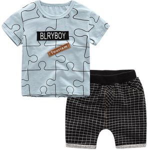Alice Zomer Baby Boy Kleding Kids Korte Mouw T-shirt + Shorts 2 Stuks Set Brief Patroon Jongens Kleding Kinderen Kleding set