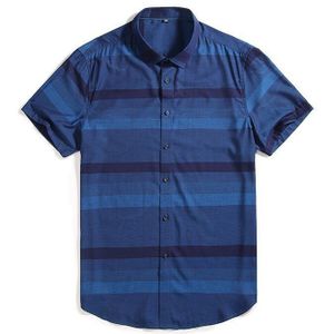 8xl 7xl Plus Size Mannen Korte Mouwen Mannelijke Gestreepte Classic-Fit Comfort Soft Casual Button-Down Shirt casual Mannelijke Shirt Tops