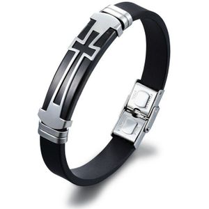 Flexfil Mannen Armband Rvs Siliconen Zwart Eenvoud Mannelijke Sieraden Kruis Armbanden Accessoris