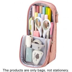 Dubbele Laag Stand Potlood Briefpapier Case Grote Capaciteit Make-Up Tas Supply Multifunctionele Glad Rits Sluiting