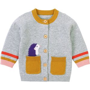 Focusnorm 0-18M Winter Baby Meisjes Trui Jas Knit Print Lange Mouwen Single Breasted Ruches Jas