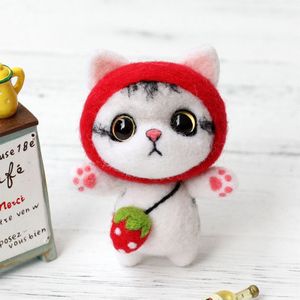 Jiwuo Non Afgewerkt Vilten Prikte Handgemaakte Huisdieren Kat Speelgoed Pop Wolvilt Naald Prikte Kitting Diy Leuke Dier Naald Materiaal tas