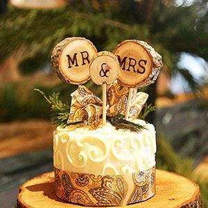 3 Stks/pak Houten Cake Topper Mr & Mrs Wedding Decoratie Creatieve Bruiloft Decor Valentijnsdag Anniversary Cake Topper Set