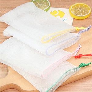 5 Stks/partij Zachte Mesh Schuimende Netto Zak Met Touw Anti-Slip Zak Voor Zeep Peeling Spons Badkamer Douche Gereedschappen