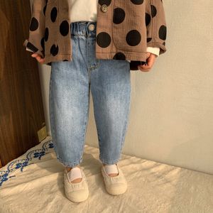 Kinderen Lente Herfst Retro Rechte Jeans Koreaanse Stijl Jongens Meisjes Losse Toevallige Denim Broek Kinderen Alle-Match Denim Broek