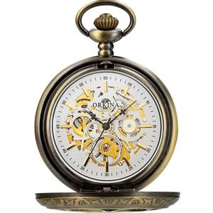 Beroemde Luxe Black Case Groen Dail Golden Gear Skeleton Mechanische Pocket Watches Fob Ketting Hanger Klok Mannen Vrouwen