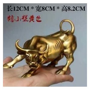 Koper Messing CHINESE ambachten decoratie Big Wall Street Brons Fierce Bull OX Standbeeld-Messing