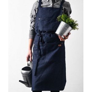 Opgewaardeerd Katoen Jeans Schorten Eenvoudige Gewassen Volwassen Schorten Unisex Voor Keuken Koken Tuinieren Koffie Winkel