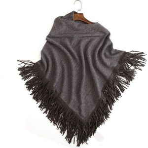 Ponchos Vrouwen Gebreide Truien Jassen Lente Herfst Solid Trui Jumper Onregelmatige Kwastje Zoom Cape Mantel Pull Femme