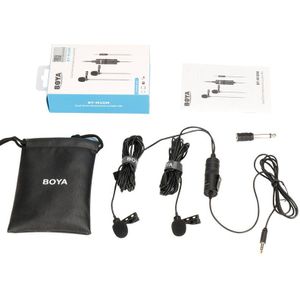 Boya BY-M1DM BY-M1 Microfoon Met 6M Kabel Dual-Head Lavalier Revers Clip-On Voor Dslr Canon Nikon iphone Camcorders Opname