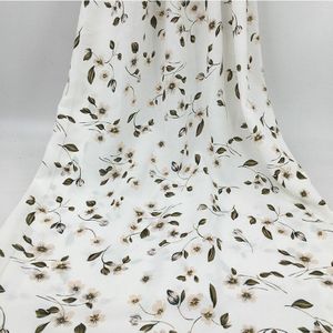 Zachte Witte Bloemenprint Chiffon Stof Voor Dress Shirts, Zwart, Rood, Roze, Geel, groen En Donkerblauw, Door De Meter, 150 Cm Breed